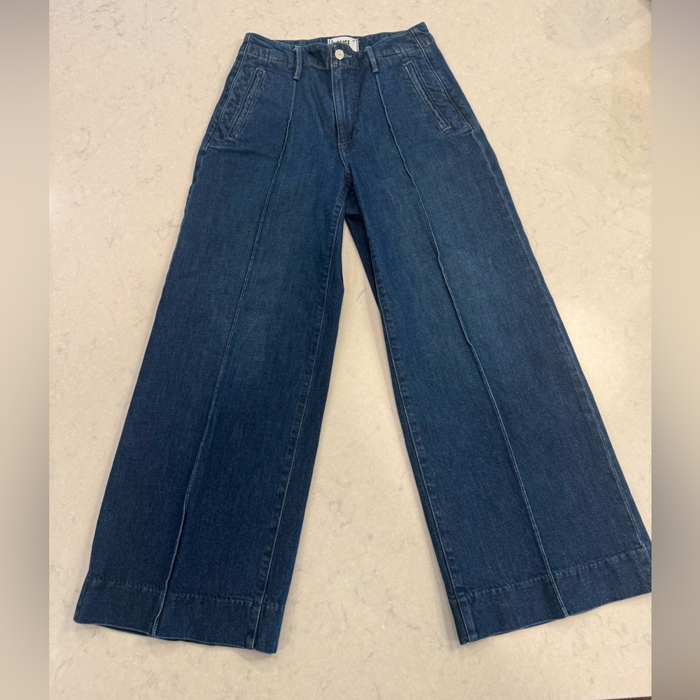 PAIGE Sz 25 Harper Dark Blue Wide Leg High-Rise ankle/cropped jeans. Worn once